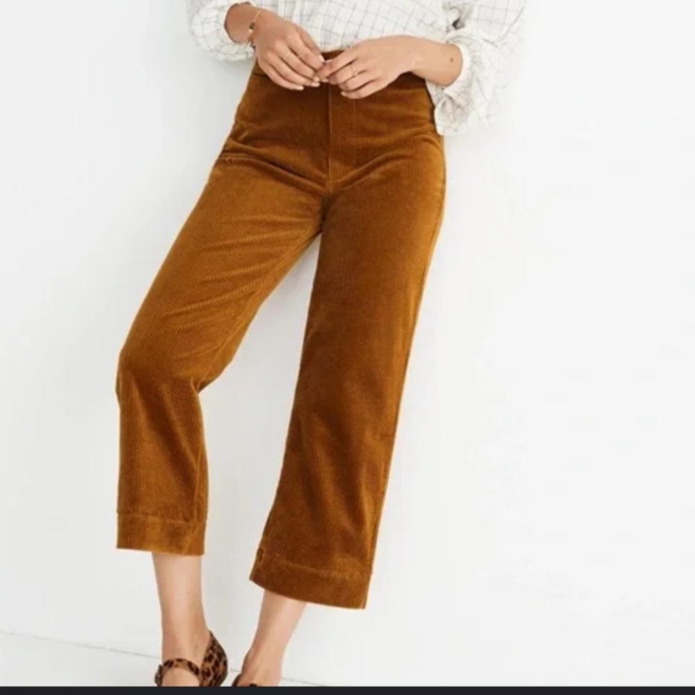 Madewell slim Emmett wide leg crop corduroy pant